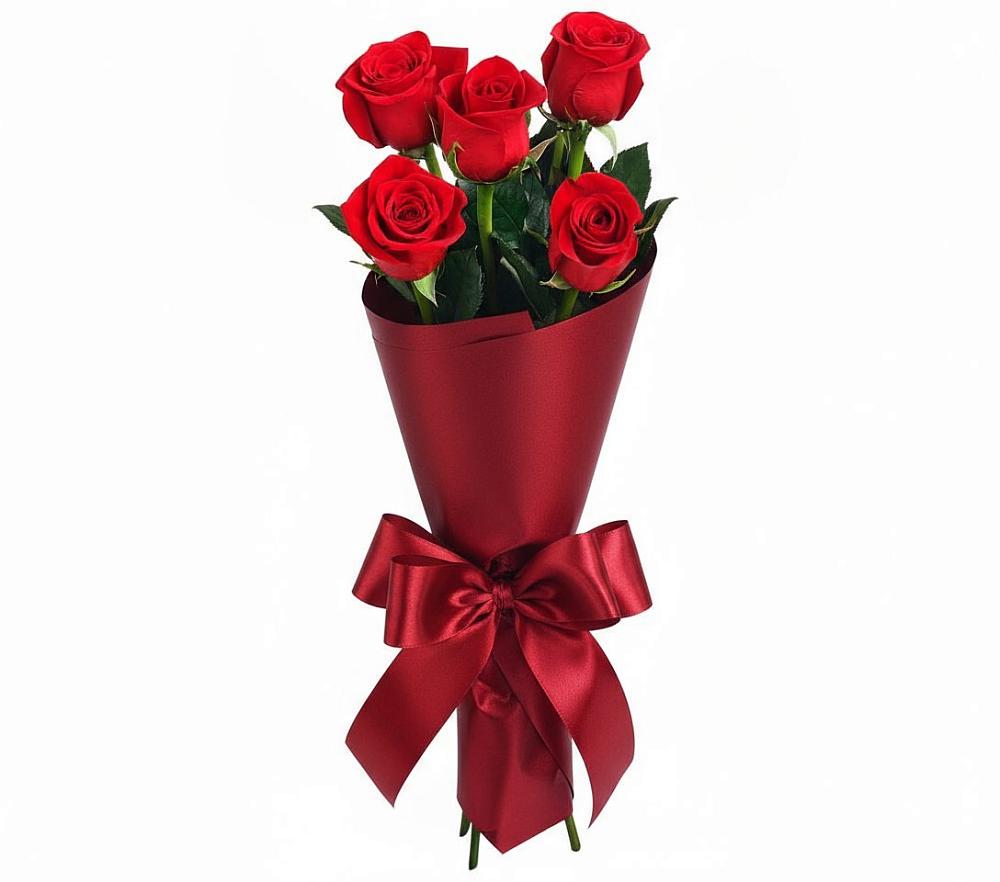 Букет 5 Красных роз Эдлесс Лав в Поповке Воронежской области