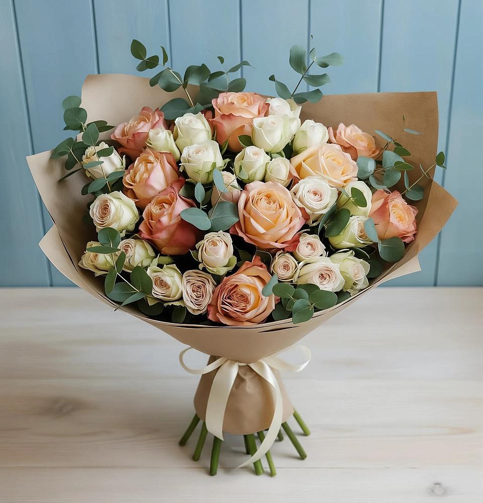 Букет цветов из: Альстромерии и Розы в Поповке Воронежской области