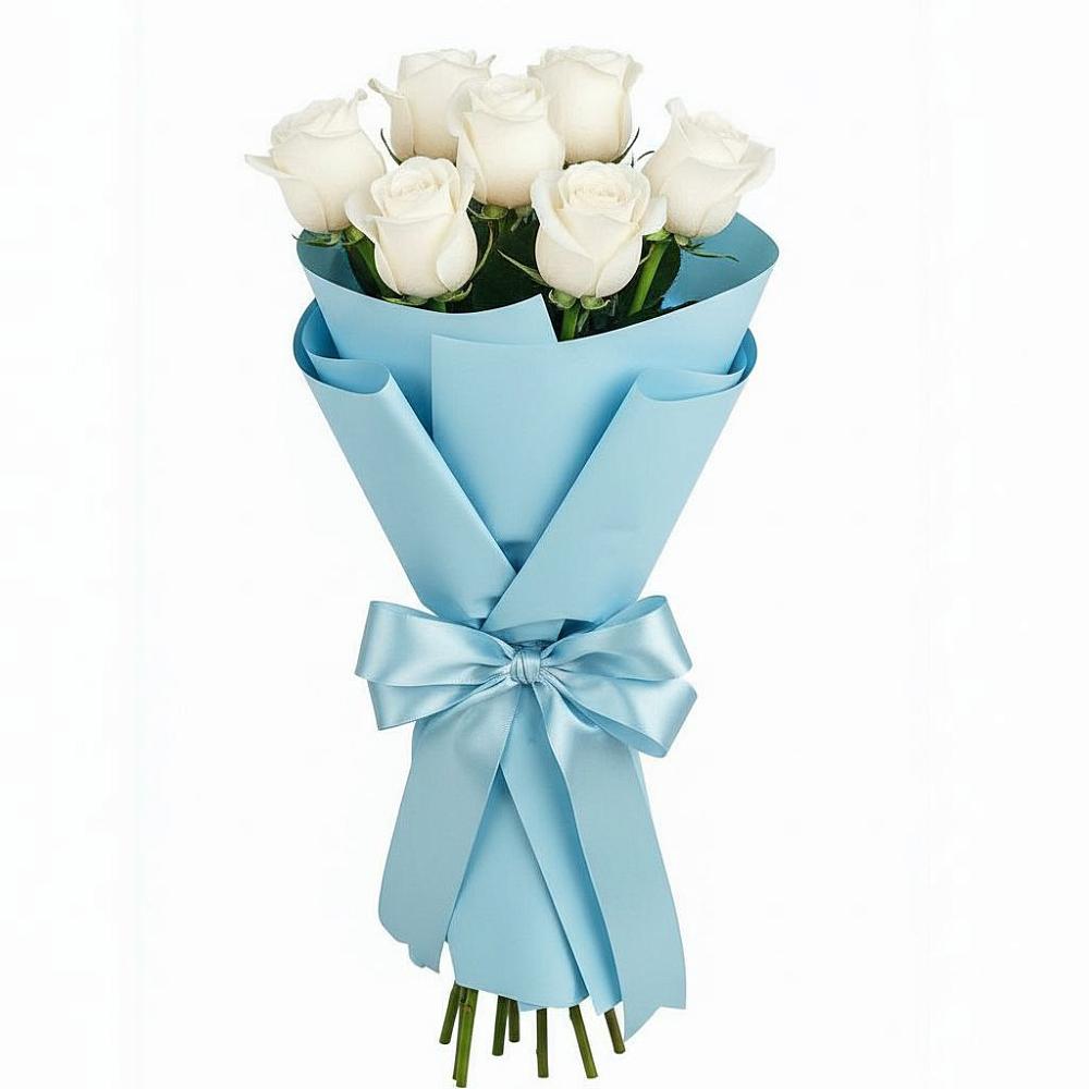 Букет 7 белых роз Проуд в Поповке Воронежской области