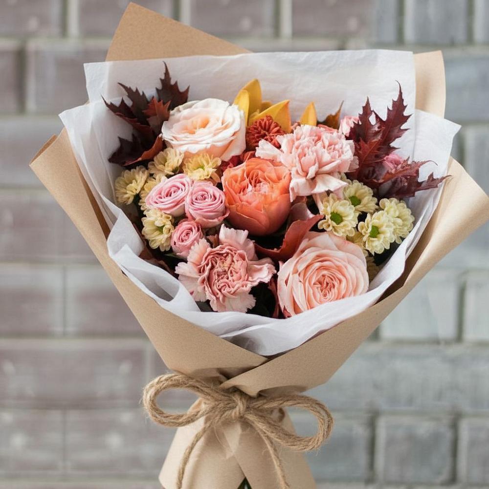 Букет цветов из: Гвоздики, Хризантемы и Розы в Поповке Воронежской области