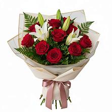 Букет цветов из:  Лилии и Розы в Поповке Воронежской области