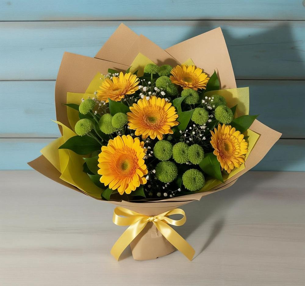 Букет цветов из: Герберы и Хризантемы в Поповке Воронежской области