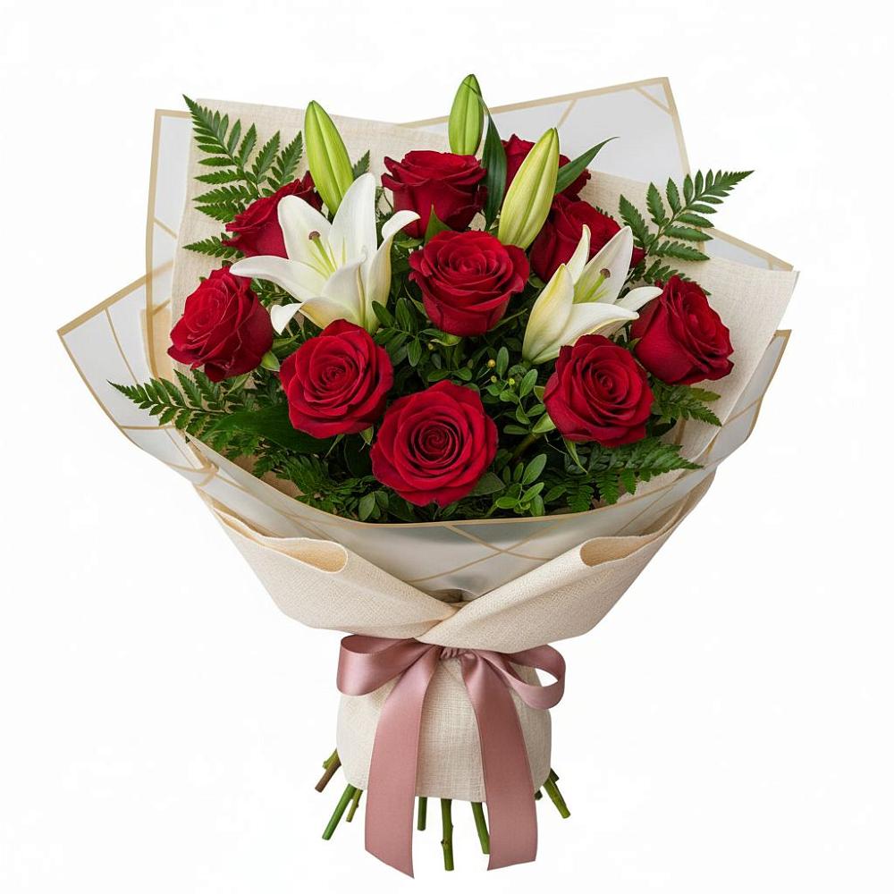 Букет цветов из: Лилии и Розы в Поповке Воронежской области