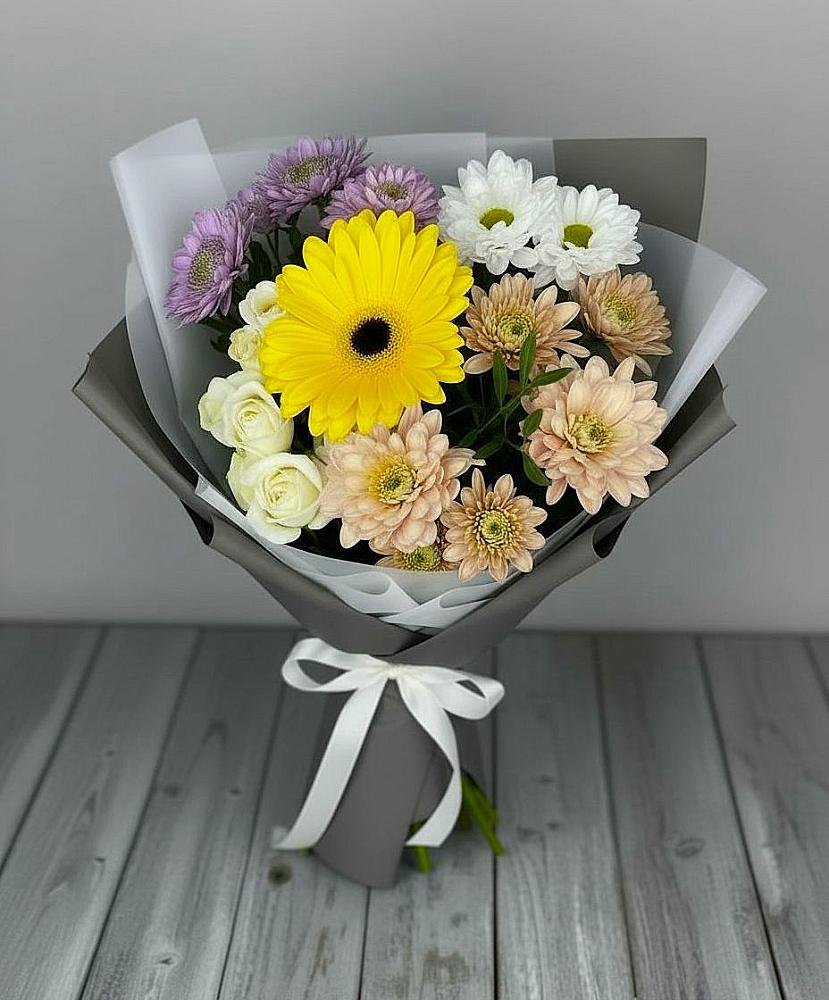 Букет цветов из: Розы, Герберы и Хризантемы в Поповке Воронежской области