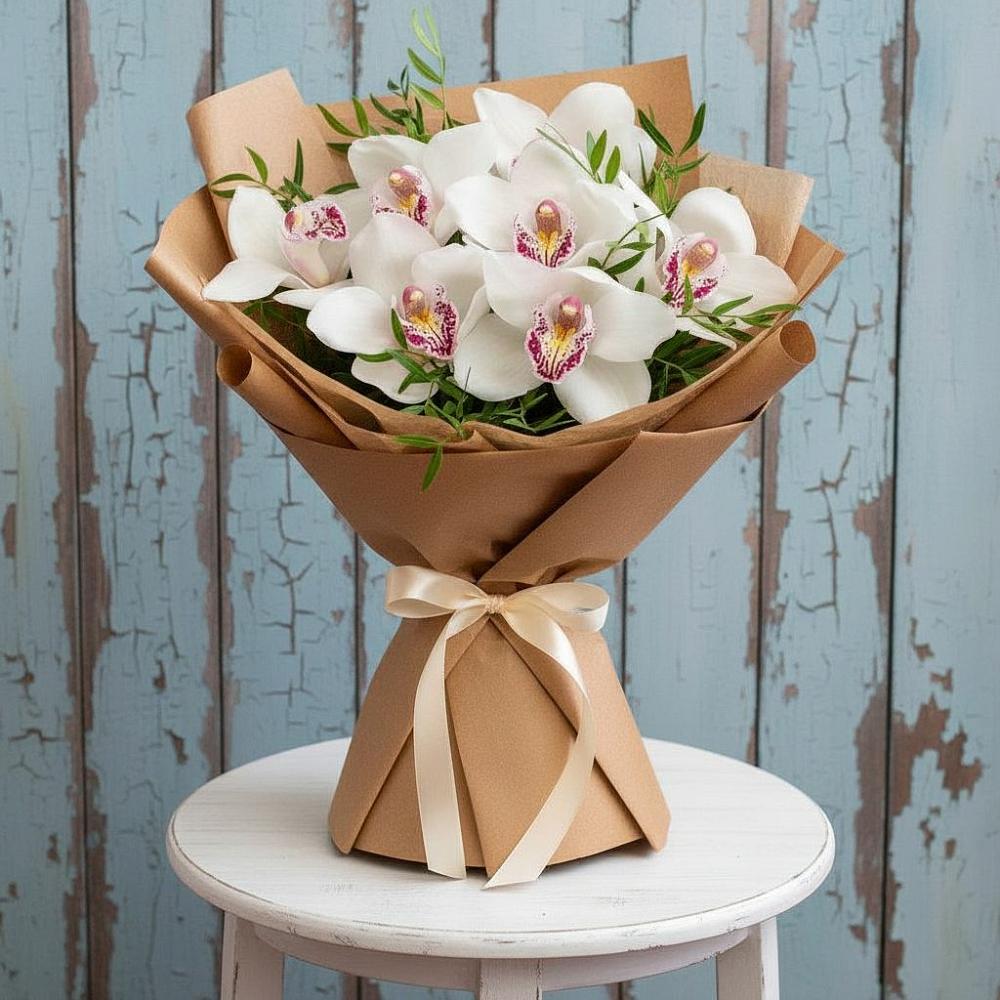 Букет цветов из: Орхидеи и Розы в Поповке Воронежской области