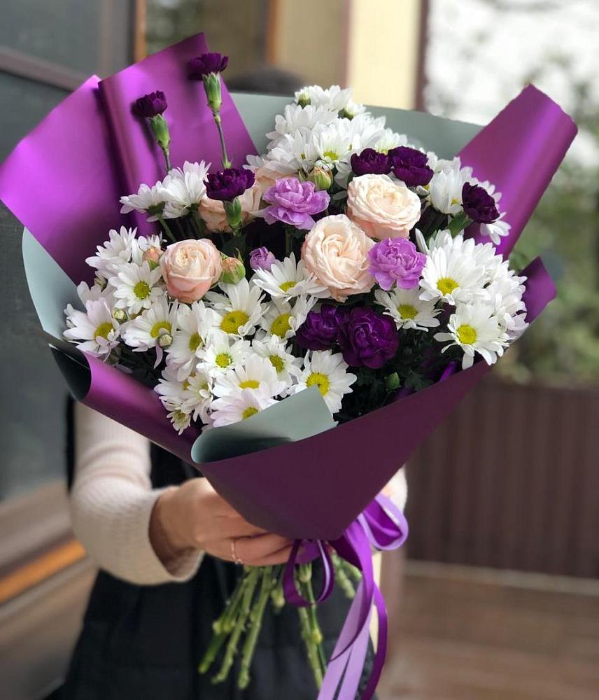 Букет цветов из: Хризантемы, Гвоздики и Розы в Поповке Воронежской области