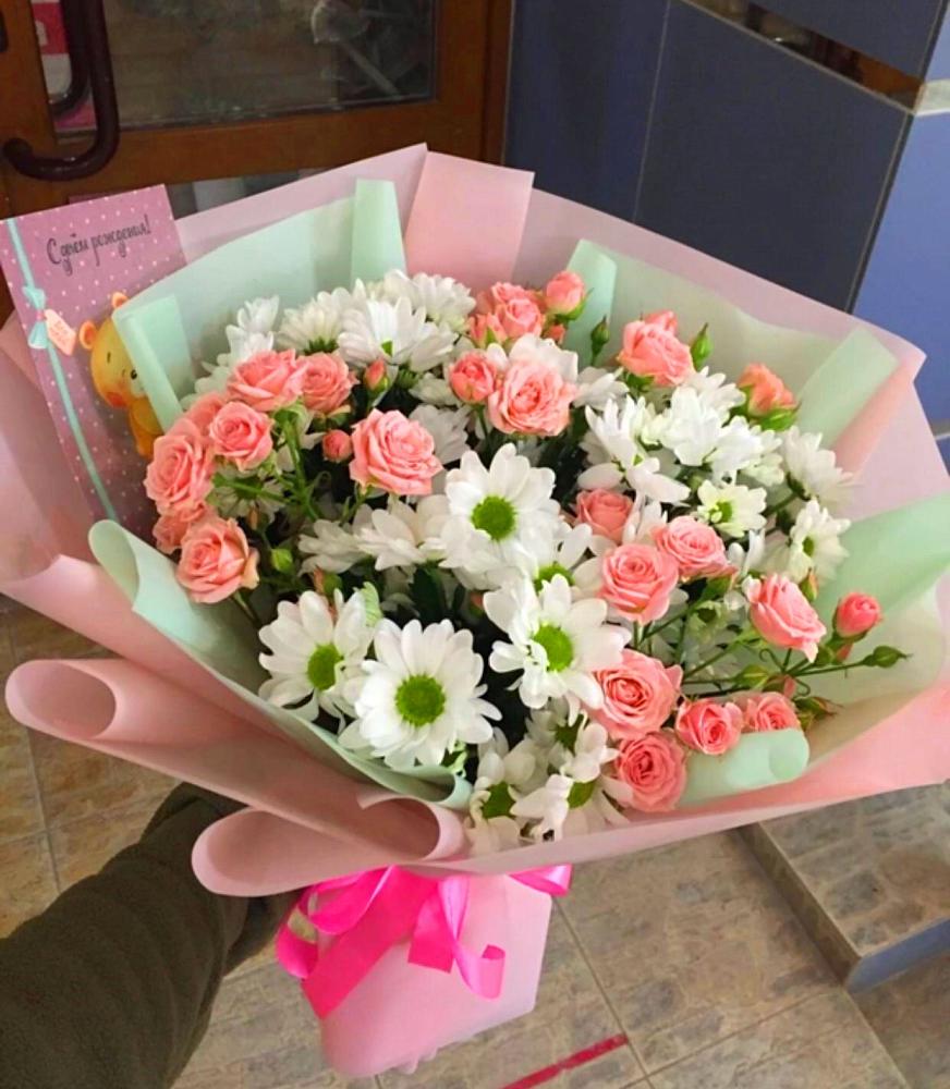 Букет цветов из: Розы и Хризантемы в Поповке Воронежской области