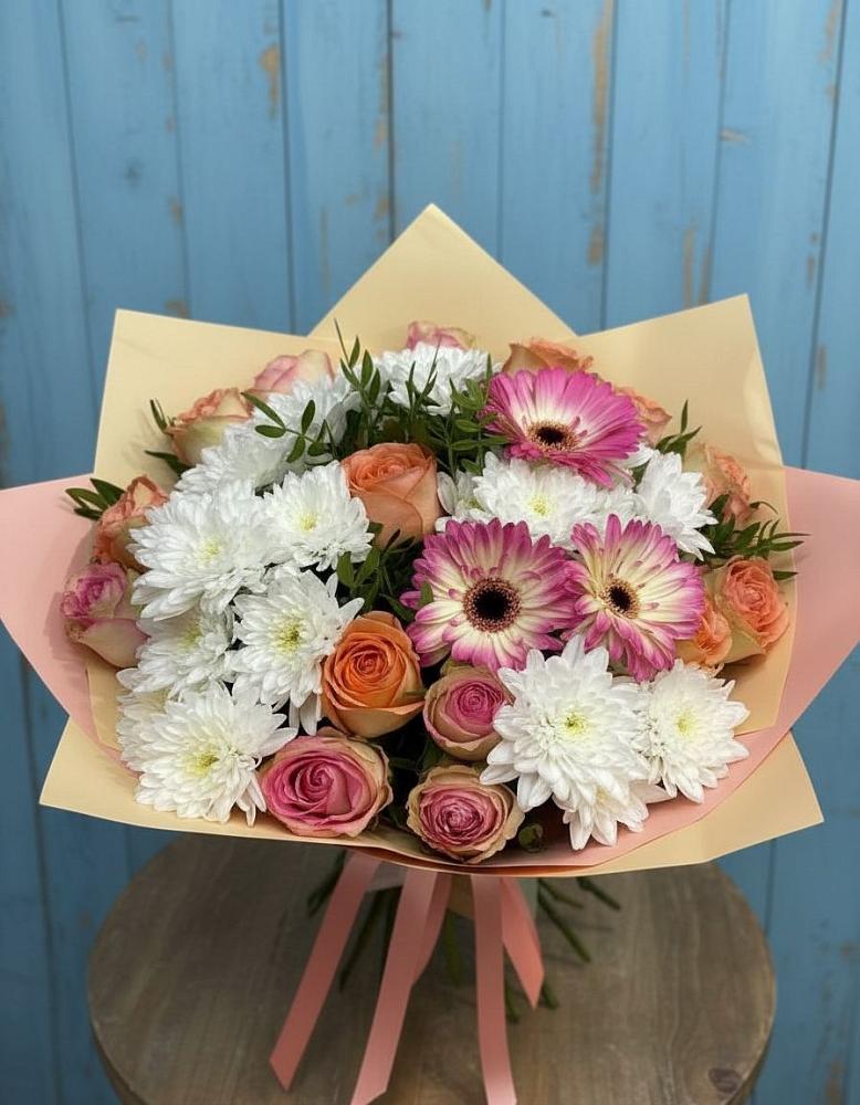 Букет цветов из: Розы, Герберы и Хризантемы в Поповке Воронежской области