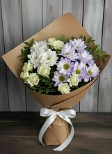 Букет цветов из:  Хризантемы и Розы в Поповке Воронежской области