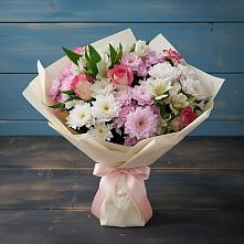 Букет цветов из:  Хризантемы, Альстромерии и Розы в Поповке Воронежской области