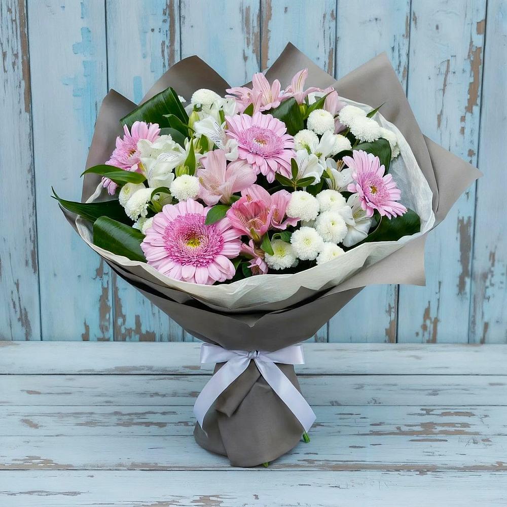 Букет цветов из: Герберы, Альстромерии и Хризантемы в Поповке Воронежской области
