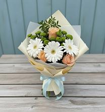 Букет цветов из:  Герберы, Розы и Хризантемы в Поповке Воронежской области