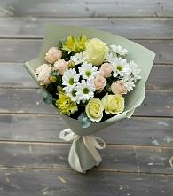 Букет цветов из:  Альстромерии, Розы и Хризантемы в Поповке Воронежской области