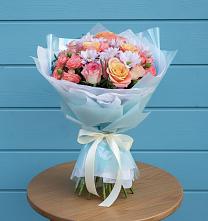 Букет цветов из:  Хризантемы и Розы в Поповке Воронежской области