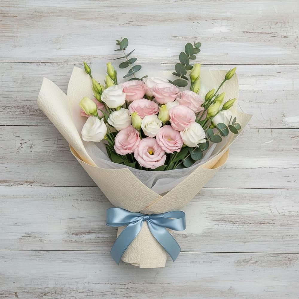 Букет цветов из: Лизиантусы в Поповке Воронежской области